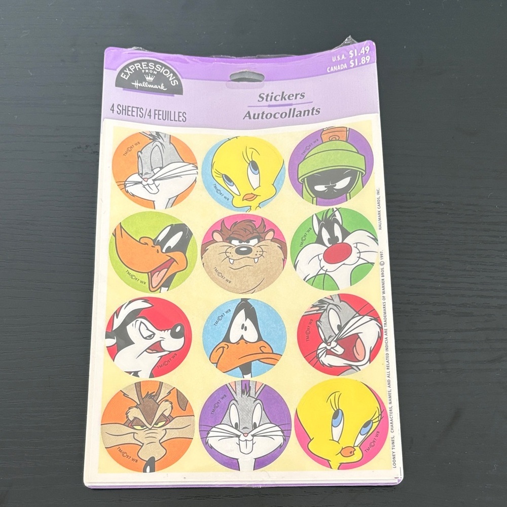 Vintage Hallmark Looney Tunes Stickers – Unopened NOS (4 Sheets)
